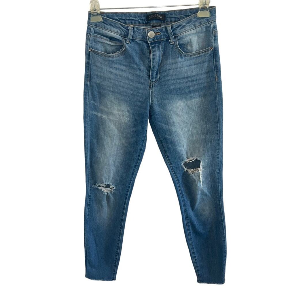 GENERRA Skinny Distressed Jeans Size 7 Raw Frayed Hem